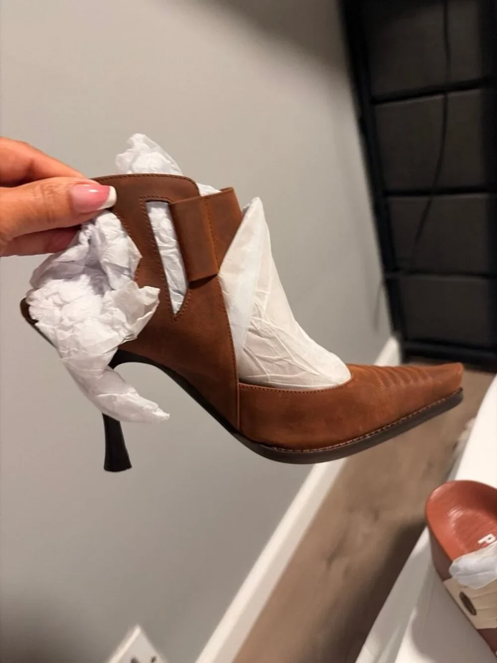 Free People Brown Pointed-Toe Cutout Heels Women’s 9